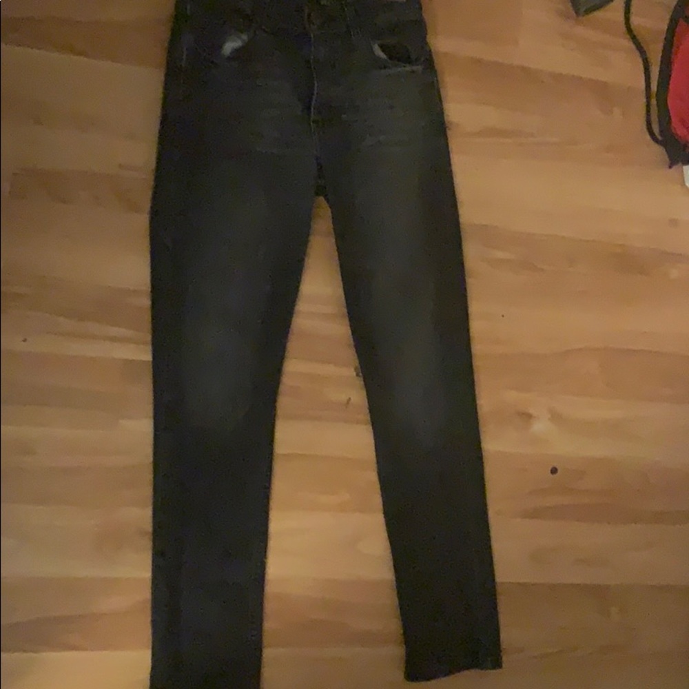 Black slim straight jeans